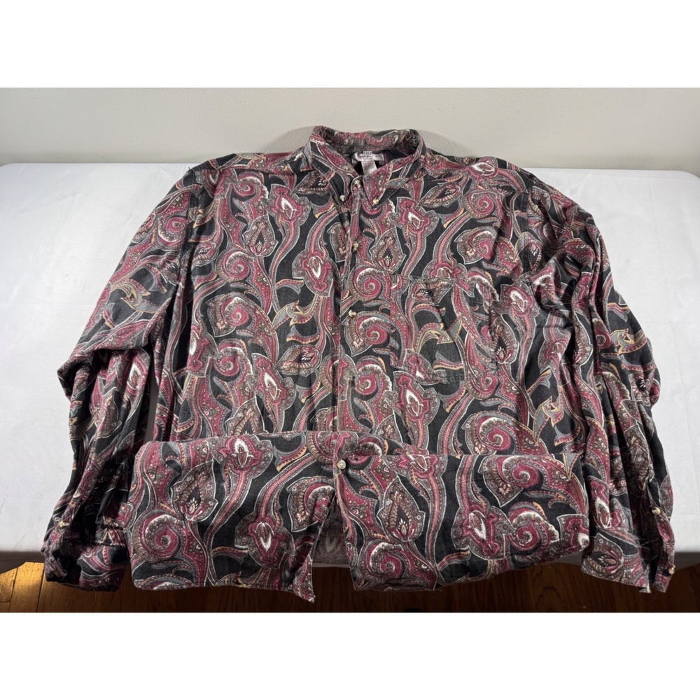 VTG 90s Sauce by Berne Mens 2XLT Paisley Button Down Long Sleeve Cotton Tall